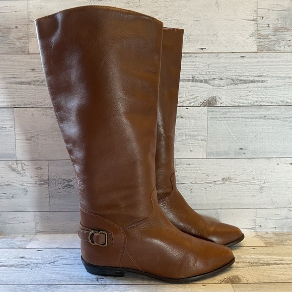 White Mountain Boots Womens 8.5 Brown Leather Pointed Riding Buckle Strap Tall - Picture 6 of 16